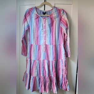 J. Crew Pastel Stripe Tiered Button-Front Dress